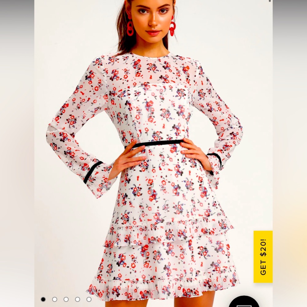 NWOT Lulus White Dress with Flowers
